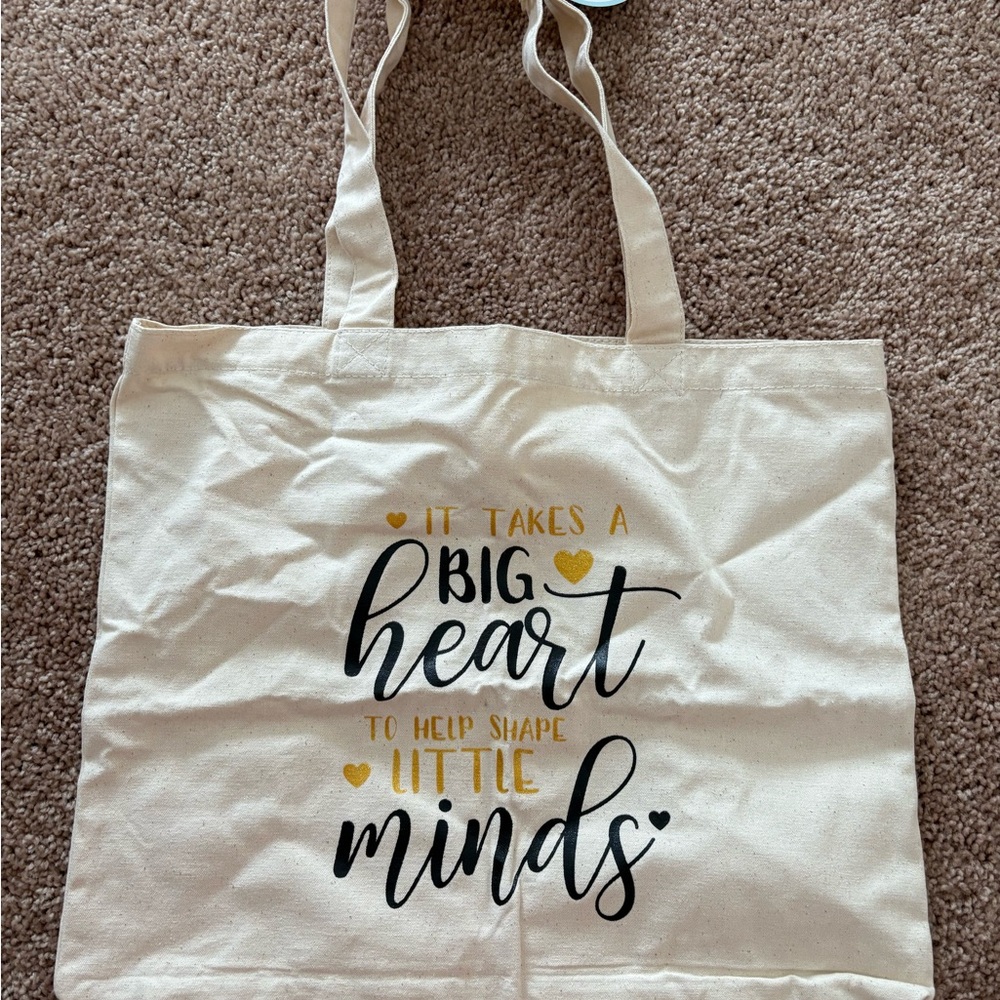 Canvas Tote Bag with Inspirational Quote - Cream